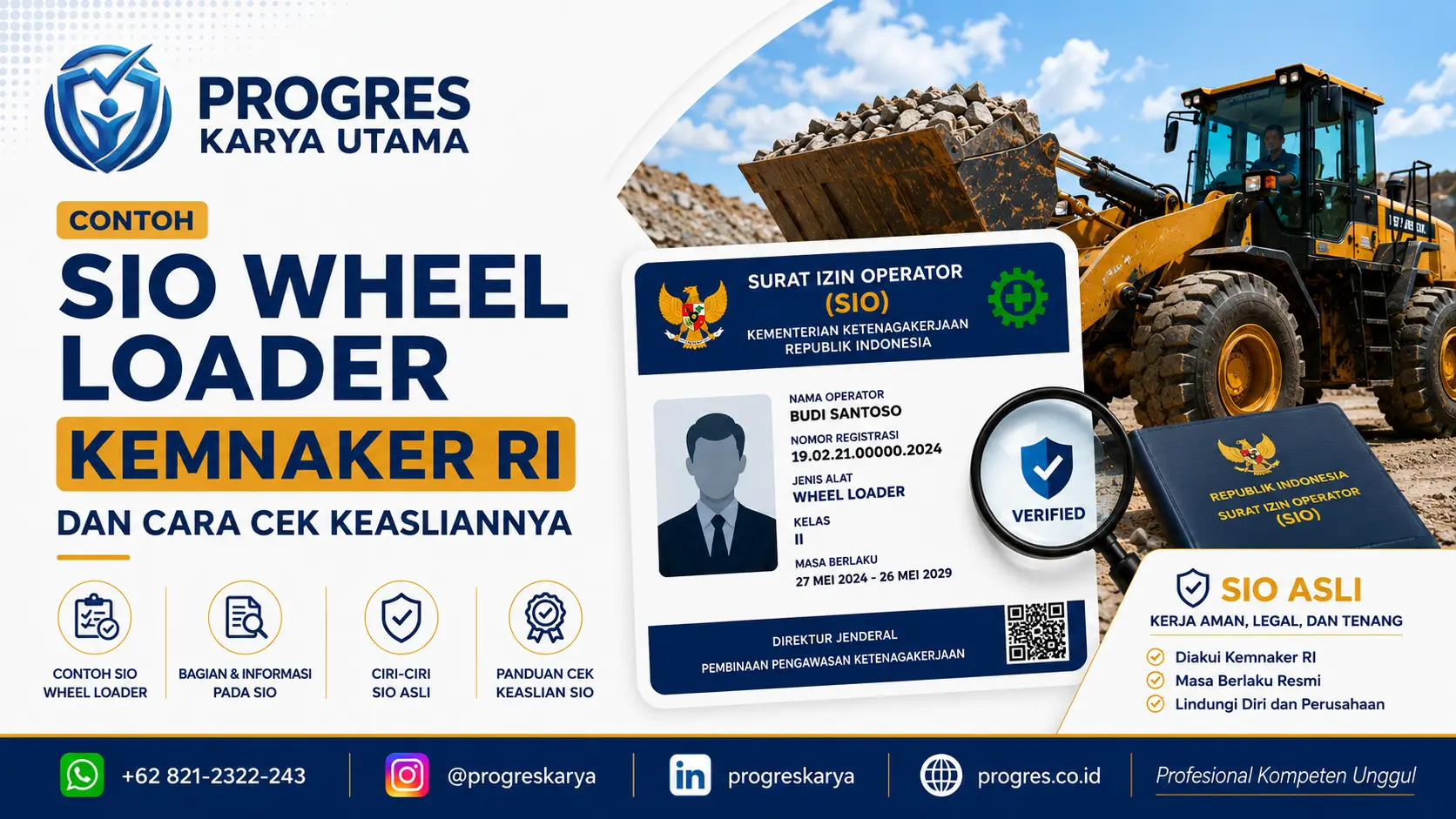 Contoh SIO Wheel Loader Kemnaker RI dan Cara Cek Keasliannya