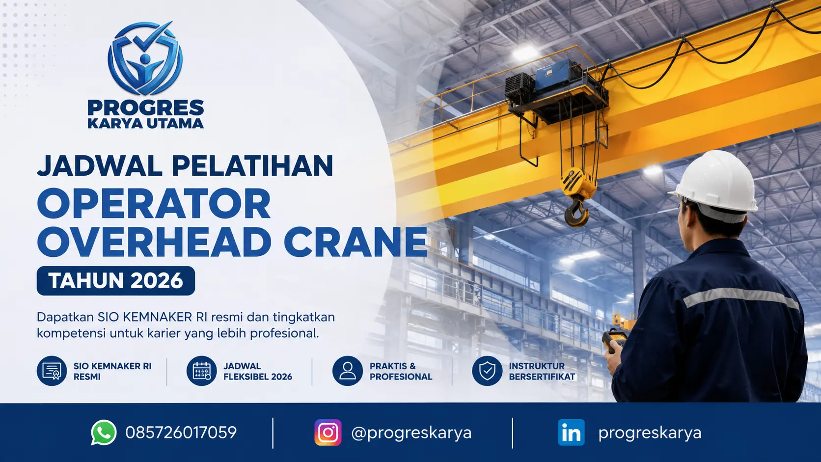 Jadwal Pelatihan Operator Overhead Crane Tahun 2026: Dapatkan SIO Kemnaker RI Resmi