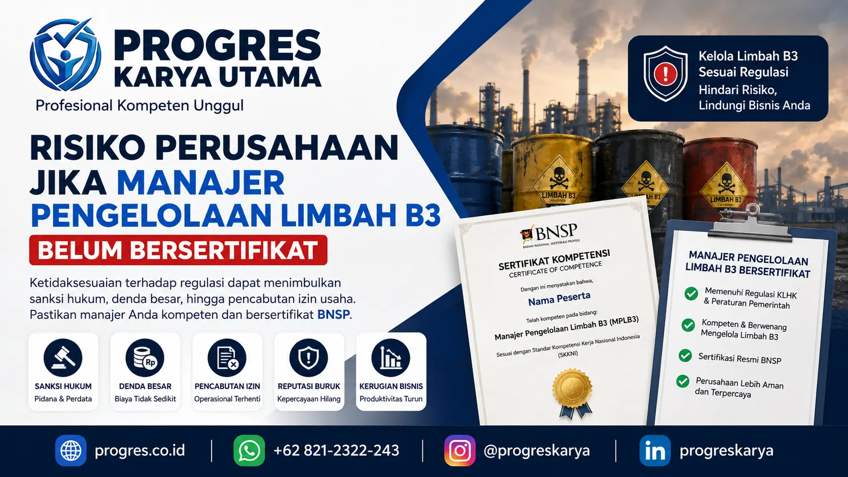 Risiko Perusahaan Jika Manajer Pengelolaan Limbah B3 Belum Bersertifikat